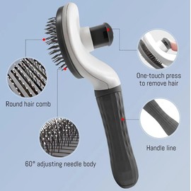 SLPET - Self Cleaning Slicker Brush - Dog Cat Bunny Pet Grooming Shedding Brush - Easy to Remove Loose Undercoat - Pet Massaging Tool Suitable for Pets with Long or Short Hair…