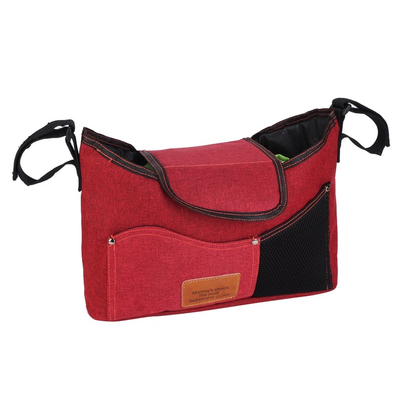 Large Capacity Hanging Stroller Organizer Bag Baby Carriage Storage Package(Red)
