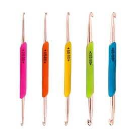 BIUTEFOR Crochet Set, Double Hook, Yarn, DIY Tools, Soft Rubber, Crafts, Set of 5