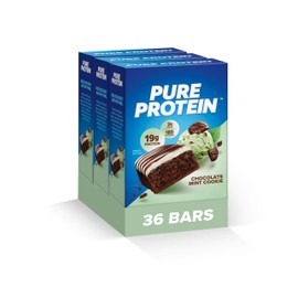 Pure Protein Bars, High Protein, Nutritious Snacks to Support Energy, Low Sugar, Gluten free, Chocolate Mint Cookie, Pack of 36