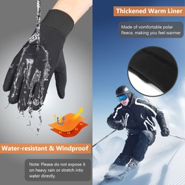 CRAZY SHARK Winter Warm Gloves, Anti Slip Touchscreen Thermal Gloves for Men & Women, Waterproof Windproof Cycling Gloves, Black Running Gloves for Hiking Climbing Driving Riding