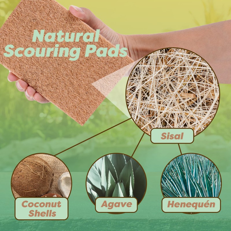 SCRUBIT 24 Natural Scouring Pads - Eco Friendly Scrubbing Pads