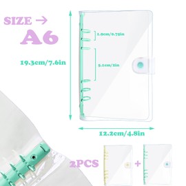 DY.2ten Pack of 2 A6 Transparent Ring Binder Folders, Soft Notebook Planner Folder PVC Cover, Binder 6 Rings Ring Binder Refillable (Yellow/Green A6 Binder)