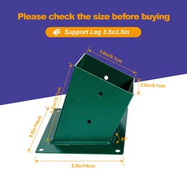 A-Frame Swing Base Brackets ,4x4 Base Brackets 4 Pcs (Inner Size 3.6"x3.6") - Heavy Duty Swing A-Frame Support for Wood and Concrete Floor, Corrosion-Resistant Metal Powder Coated Base