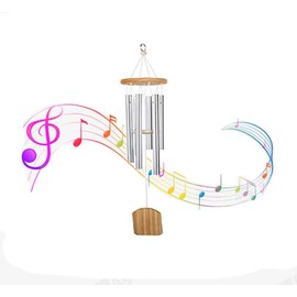 Outdoor Wind Chime, Wind Chimes Bells 6 Metal Tubes Windchime for Garden, Yard, Patio, Home Decoration And Gift, Silver color (White Wind Chimes)