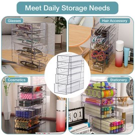 Noverlife Clear Containers for Hair Accessory Organizing, Plastic Hair Accessory Organizer Box with 5 Drawers, Hair Accessory Container, Storage Organization Drawers Set for Hair Ties Accessory