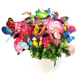 Attuslla 50 PCS Butterfly Garden Stakes, Colorful Butterflies on Sticks Garden Ornaments Indoor Outdoor Yard Garden Flower Pot Decoration, Miniature Fairy Garden Decoration