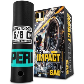 Aiourx 1/2" Drive Impact Socket, 5/8 inch Deep Socket, SAE, 6 Point, CR-V, for Car Repair, Loosen The Fastening Nut