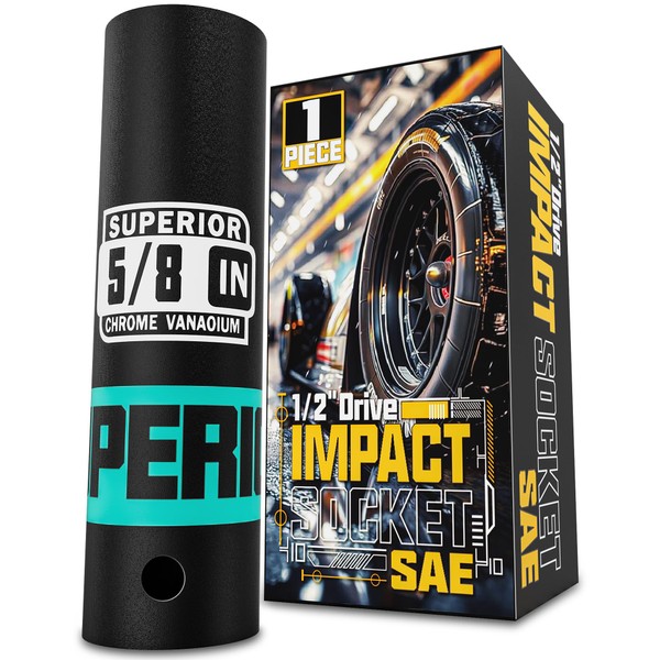 Aiourx 1/2" Drive Impact Socket, 5/8 inch Deep Socket, SAE,