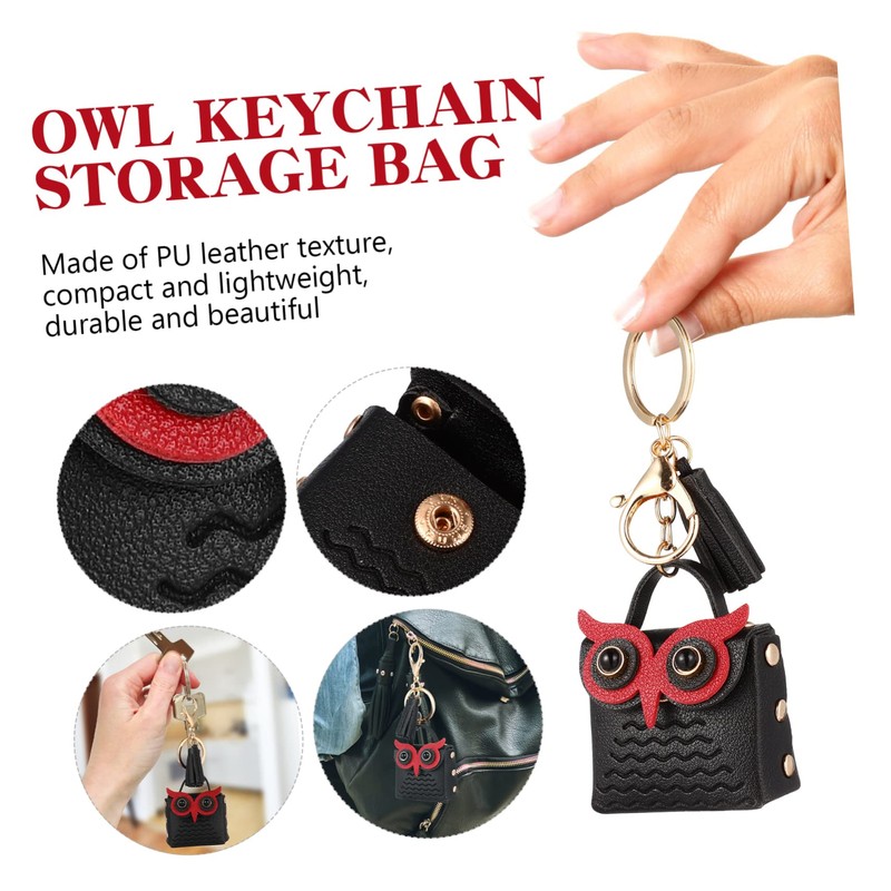 TEHAUX Owl Earbud Bag with Keychain Cute Cartoon Earphone Organizer