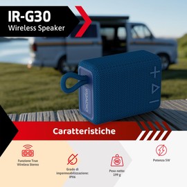IRRADIO IR-G30 Bluetooth-Lautsprecher, 5 W, tragbar, IPX6, leistungsstarker und ausgewogener Sound, Lange Lebensdauer, True Wireless, USB, Full-Range-Treiber, TWS-Funktion, kompakt, buntes Design