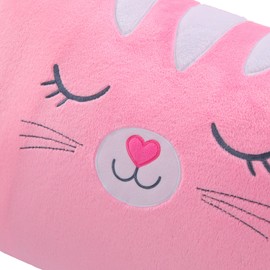 Saint Eve Kids Pillow Pals Fuzzy Pillow Case, Cute Animal Friends Soft Pillow Cover for Kids Beds and Nap Time - Strawberry the Cat