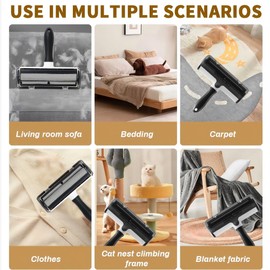 Ruff’N’Meow Pet Hair Remover Tool – Reusable Lint Roller for Dog & Cat Hair – Multi-Surface Fur Remover for Couch, Furniture, Carpet, Bedding & Car – Portable Pet Owner Essential – Built-in Fur Bin