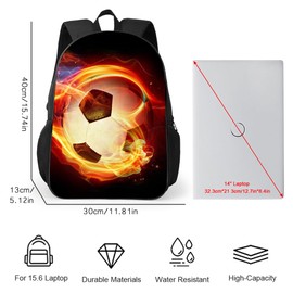 MIFKLMV Soccer Backpack for Boys, Soccer Print Backpack Cool Football Pattern School Bag,Children School Backpack Casual Travel Rucksack Boys Girls Large Capacity Daypack