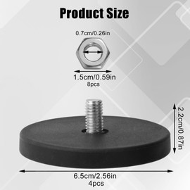 4pcs Magnetic Mount for Skylight 15in Calendar, Scratch-Resistant Rubber Coating Magnet Studs Holder with Nuts Digital Calendar Fridge Mounting Kit for Kitchen Home Office Garage, Holds Up to 176lbs