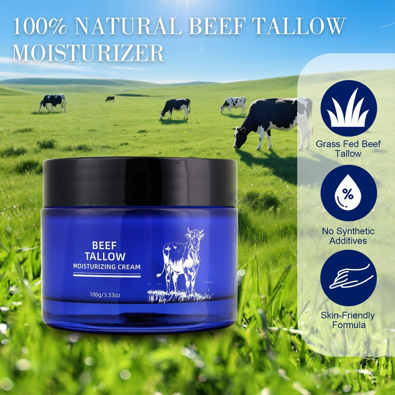 Beef Tallow for Skin, Whipped Organic Grass-Fed Beef Tallow Balm