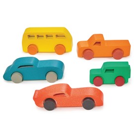 Mentari Toys - Colourful Car Assortment - 5 Wooden Toy Cars Set for Car Adventure - Imaginative Play and Stacking Games - Age 18m+