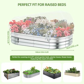 2 Packs Garden Netting Pest Barrier for Raised Beds, Plant Cover Net with Adjustable Drawstring, Plant Cover Net -UV - Resistant, Protect for Vegetables, Fruit & Flower Protection (Black Drawstring)