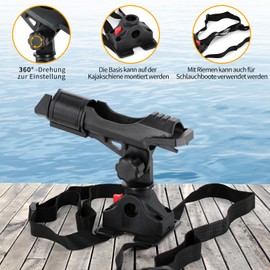 byhsports Fishing Boat Rod Holder with Holder - 360 Degree Adjustable for Fishing Rods - Ideal for Fishing Boats and Kayaks
