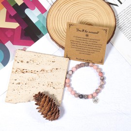 Retirement Gifts for Women Compass Pendant Bracelet Bracelets Stone Healing Beaded Bracelet Inspirational Gifts for Women Teen Girls (666-237-A)