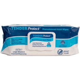 TENDERProtect Gentle Aloe Lanolin Skin Cleaning Wipes 50 Count Extra Large Hypoallergenic