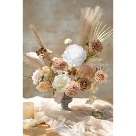 Ling's Moment Nude Boho Deluxe Artificial Flowers and Greenery Combo Box Set, Rust Sepia Fake Flower for DIY Wedding Bridal Bouquet, Centerpieces Decor, Floral Arrangement Decor, etc.