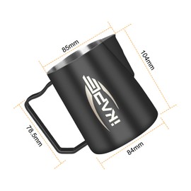 IKAPE Espresso Milk Pitcher, Espresso Steaming Pitcher with Sharp Spout for Espresso Barista Tool, 15.4 oz/450ml Milk Frothing Jug (Black)