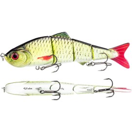 FISHN XXL Pike Bait Candy, Length: 20 cm, Weight: 83 g, Swimbait Artificial Bait / Fishing Lure / Wobbler for Fishing Predatory Fish such as Pike, Zander, Cod (Green)