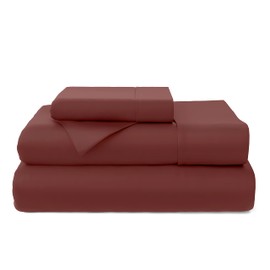 Cosy House Collection Premium Rayon Derived from Bamboo Bed Sheet Set - Cooling Blend - Deep Pocket, Ultra Soft & Breathable Bedding - 3 Piece Set (Twin, Burgundy)
