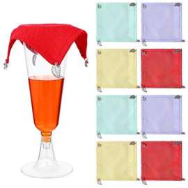 YBEATY 8 PCS Wine Glass Covers to Keep Bugs Out Multicolor Wine Glass Cover Set Weighted Outdoor Wines Glasses Covers Breathable Portable Veils Cover for Restaurant Picnic Dinners Housewarming