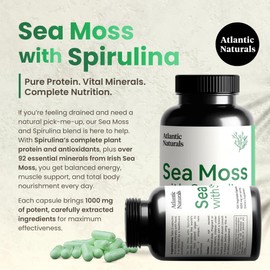 Atlantic Naturals Atlantic Naturals Sea Moss with Spirulina Superfood Capsules - Multivitamin Supplement Supports Healthy Iron and Immune Health, Alternative to Seamoss Gel and Powder - Irish Sea Moss Capsules (120 ct)