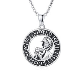 ZIPPICE Krebs Halskette Sternzeichen Kette 12 Horoskop Anhänger 925 Sterling Silber 12 Konstellation Oxidierte Halskette Schmuck für Frauen und Mädchen