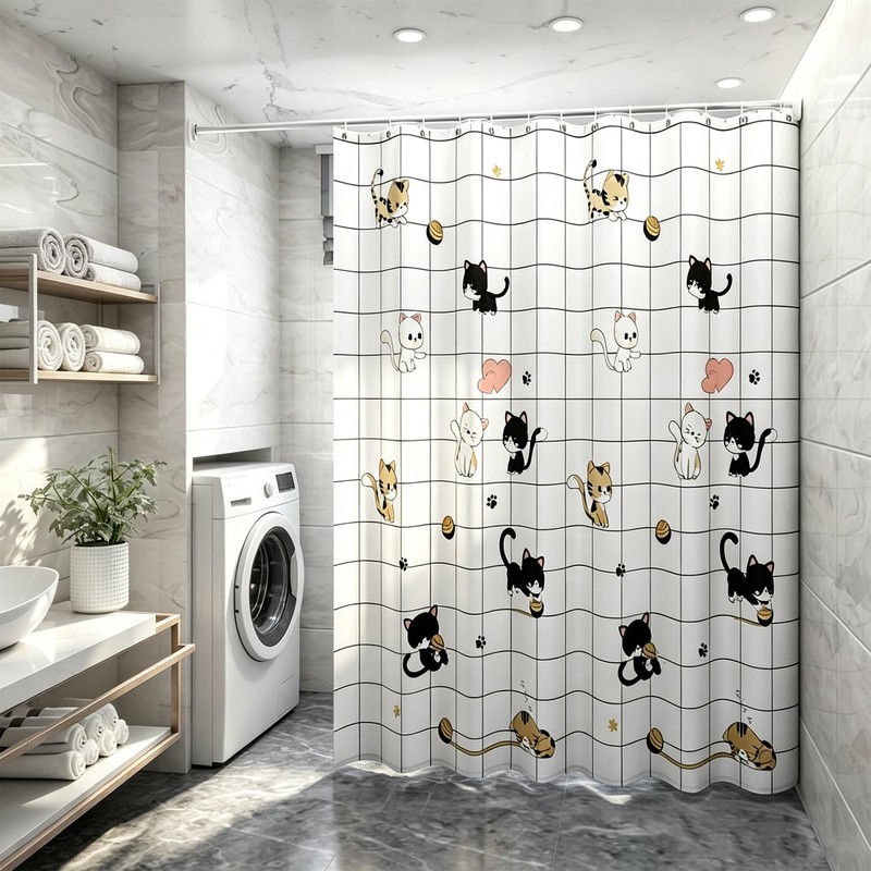 huipinghu Shower Curtain, Cats, 180 x 180 cm (71 x