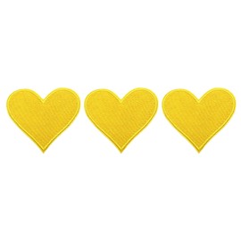 sourcing map 3Pcs Heart Iron on Patches Yellow Embroidered Patches Applique Sew on Patches for DIY Crafts Clothing Repairing Bag Hat Decoration,2.7x2.8 Inch