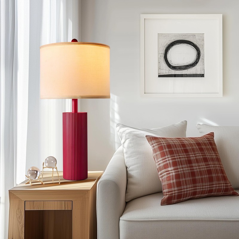 BZZMMB 24.5" Red Touch Lamps Set of 2, Modern Living