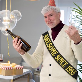 Awesome Since 1955 Sash - Black Gold 70th Birthday Sash and 70th Anniversary Sash, Cheers to 70 Years Sash Decorations for 70th Birthday and Anniversary Party Supplies, Sign, Ideas(35.4x3.74 inch)