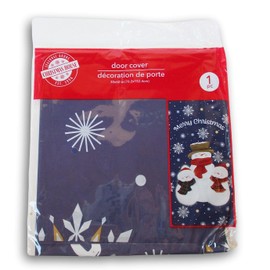 Christmas Holiday Decorative Door Panel Cover - 30 x 60 Inches (Merry Christmas Snowmen)