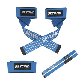 Beyond Shakers Lifting Straps for Weightlifting Deadlifts Bodybuilding Heavy Wrist Support with Gel Grips Neoprene Cotton in Blue