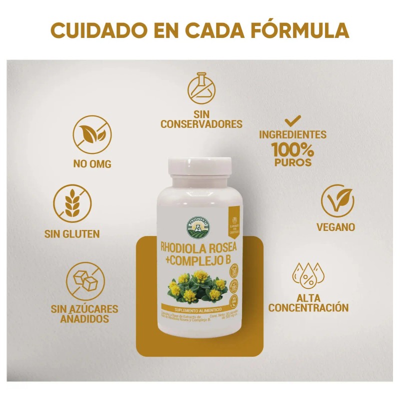 Rhodiola Rosea Complejo Cápsulas 500 Veganas Pasiguaro Energía