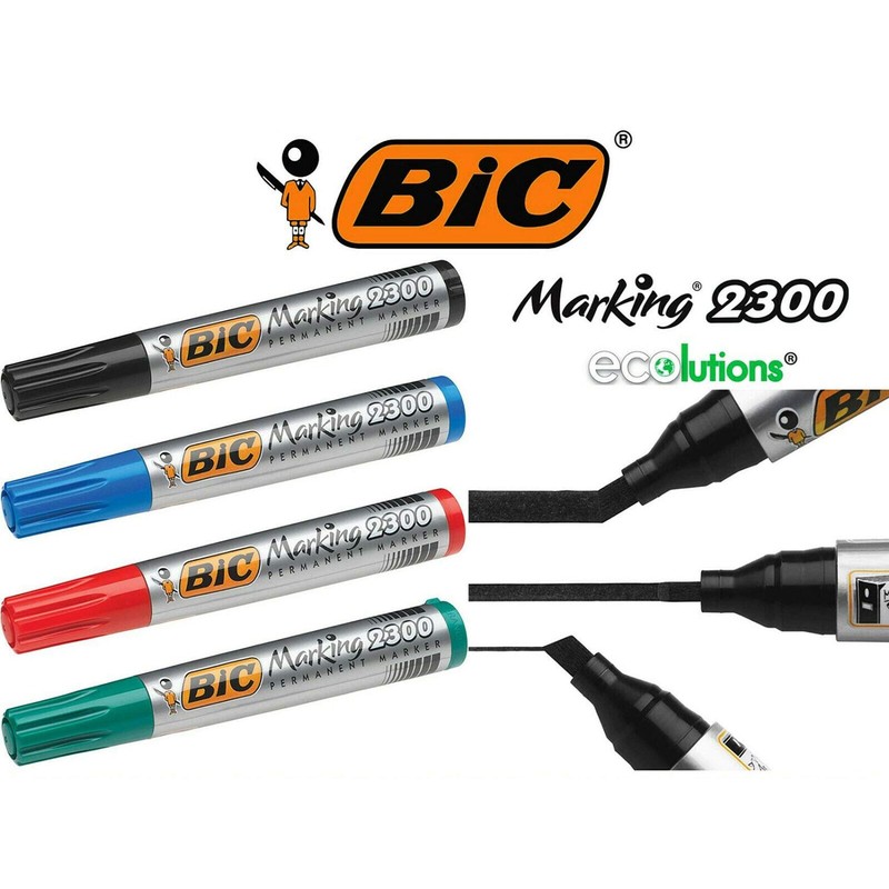 BIC 2300 Permanent Black MARKERS Pens Craft Home School Office