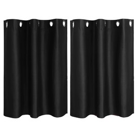PiccoCasa Blackout Curtains 2 Panels Grommet, Black Thermal Insulated Curtains Panel Darkening Small Window Curtains for Bedroom Living Room - L36 x W42 Drop Inches
