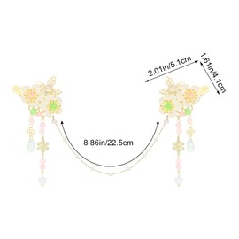 yueton 1 Pack Chinese Style Forehead Head Chain Hair Clips Cute Flower Hairpin Retro Hair Clips Delicate Hanfu Accessories