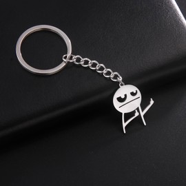 Dreamtimes Skeleton Smiley little Man Sign Language Keychain Finger Medium Stickman Keychain Scornful little man Keychain (SILVER)