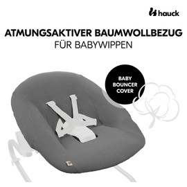 hauck Slipcover for Baby Rockers and Newborn Attachments, Alpha Bouncer Premium, Alpha Bouncer Deluxe, Alpha Bouncer 2-in-1, Breathable Muslin Cotton, 85 cm x 74 cm x 0.25 cm (Dark Grey)