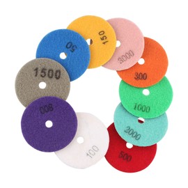 HALJIA Diamond Polishing Pads 3 inch 80mm with Grinding Disc Polishing Lapping 10 PCS for Granite Marble Concrete Stone 50 100 150 300 500 800 1000 1500 2000 3000