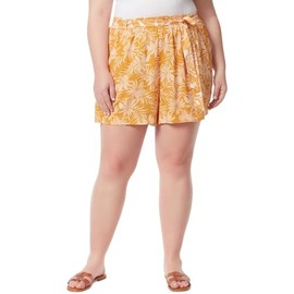 Jessica Simpson Womens Ellown Tie Waist High Rise Shorts, Palm Bliss/Sunflower/Jungle, Large US