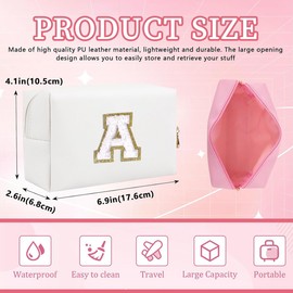 Lohhbve Small Minimalism Cute A-Z Makeup Bag, PU Leather Waterproof Cosmetic Bag Daily Use Toiletry Cosmetic Pouch, Portable Storage Travel Toiletry Bag for Women Girls Essential Cosmetic Organizer