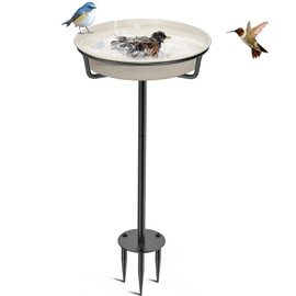 VeyFolzin.st Bird Baths for Outdoors, Detachable Birdbaths for The Garden Clearance, Heavy Duty Freestanding Bird Baths, Bird Bath Bowl Spa & Birdfeeder with Metal Stake Stand (White)