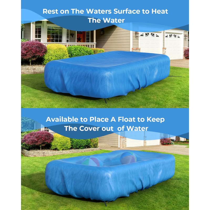 Reinmoson Inflatable Pool Cover Rectangular Fits Pool Under 130" L