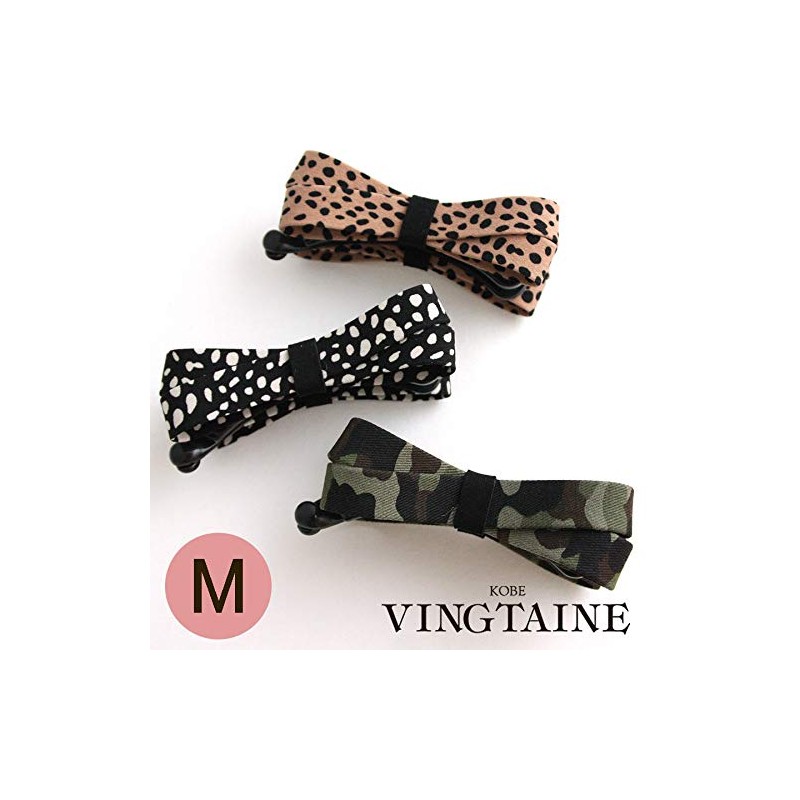 VINGTAINE H-185-BK- Animal Pattern Ribbon Banana Clip, M, Easy Bundle,
